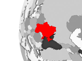 Fototapeta na wymiar Ukraine on grey globe