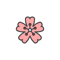 Cherry blossom filled outline icon