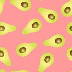Seamless vector abstract gradient avocado pattern on pink for textile, fabric, wrapping, craft