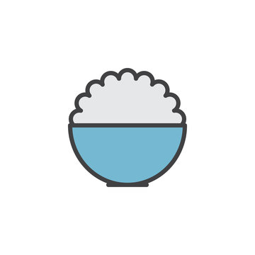 recommend clip art: Rice bowl filled outline icon