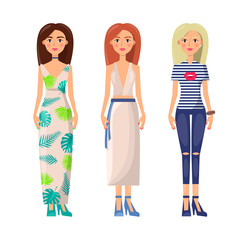 Gils Dressed in Elegant Stylish Summer Clothes Set