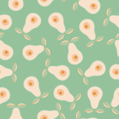Seamless vector abstract natural chaos avocado retro pattern for textile, fabric, wrapping, craft