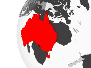 Australia on grey globe