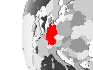 Fototapeta na wymiar Germany on grey globe
