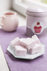 Homemade pink marshmallows