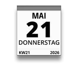 Kalender für Donnerstag, 21. MAI 2026 (Woche 21)
