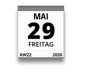 Kalender für Freitag, 29. MAI 2026 (Woche 22)