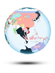Obraz premium Vietnam on globe with flags