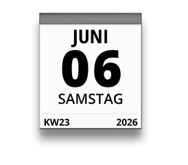 Kalender für Samstag, 6. JUNI 2026 (Woche 23)