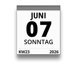 Kalender für Sonntag, 7. JUNI 2026 (Woche 23)