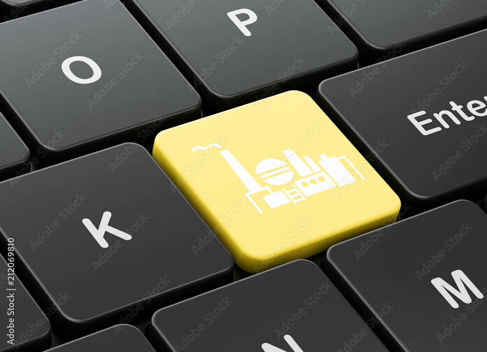 Aufkleber finance concept: computer keyboard with oil and gas indusry icon on enter button background, 3d rend