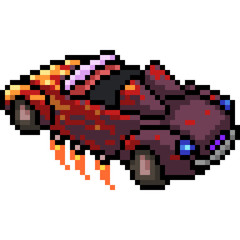 vector pixel art teenager car