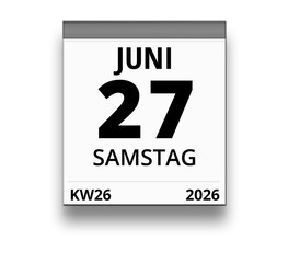 Kalender für Samstag, 27. JUNI 2026 (Woche 26)