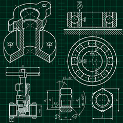 Mechanical engineering drawings. Vector. White
