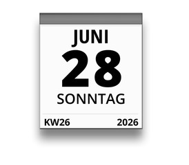 Kalender für Sonntag, 28. JUNI 2026 (Woche 26)