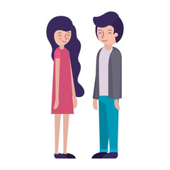 young couple avatars characters vector illustration design