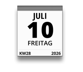 Kalender für Freitag, 10. JULI 2026 (Woche 28)