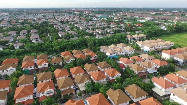 aerial view of home village in bangkok thailand