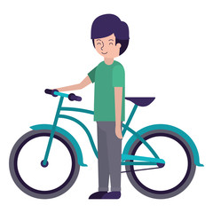 young man with bicycle avatar character vector illustration design
