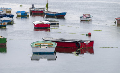 wooden fishing boat anchored