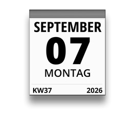 Kalender für Montag, 7. SEPTEMBER 2026 (Woche 37)