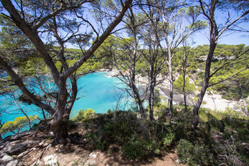 Fototapeta na wymiar Seascape near Cala Mitjana, Menorca, Spain