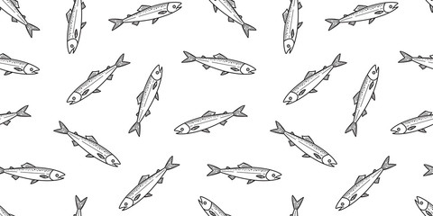 fish salmon seamless pattern vector dolphin shark fin whale sea ocean tile background repeat wallpaper