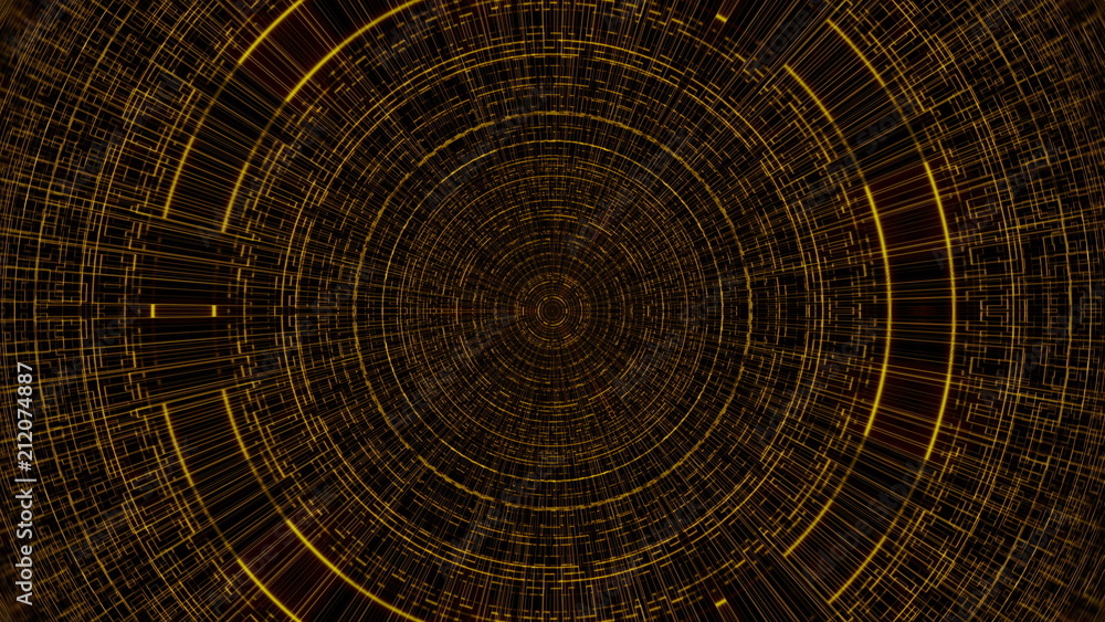 Poster circle with grid, abstract business science or computer technology background, 3d rendering backdrop