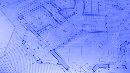 Architecture design: blueprint plan - vector illustration of a plan modern residential building / technology, industry, business concept illustration: real estate, building, construction, architecture