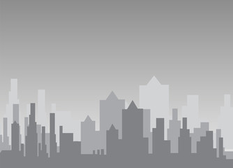 Naklejka premium City skyline vector illustration. Urban landscape. Daytime cityscape in flat style