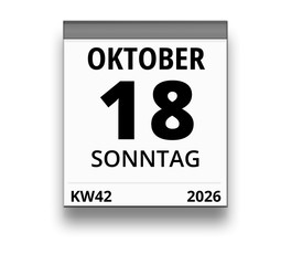 Kalender für Sonntag, 18. OKTOBER 2026 (Woche 42)