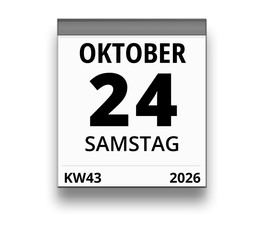 Kalender für Samstag, 24. OKTOBER 2026 (Woche 43)