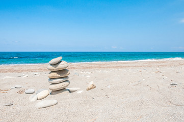 pile of stones on the beach
