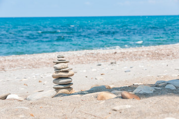pile of stones on the beach