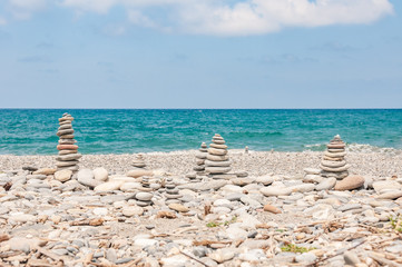 pile of stones on the beach