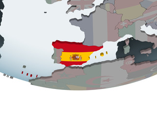 Spain with flag on globe