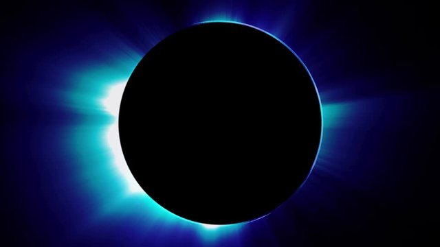 Beautiful cg animation of abstract blue eclipse. Seamless loop motion graphics background in 4K.