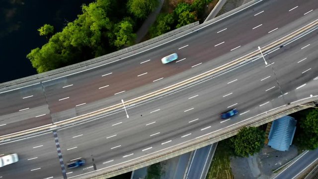 Aerial timelapse of highway E4 in Stockholm, Sweden.