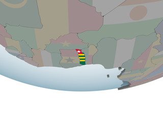 Togo with flag on globe