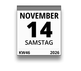 Kalender für Samstag, 14. NOVEMBER 2026 (Woche 46)