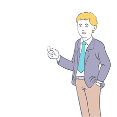 Businessman standing hand drawn Vector Illustration