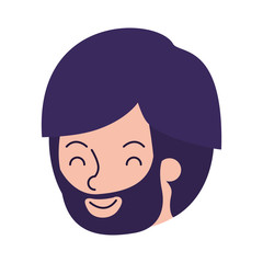 young man with beard head avatar character vector illustration design