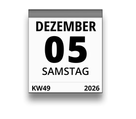 Kalender für Samstag, 5. DEZEMBER 2026 (Woche 49)