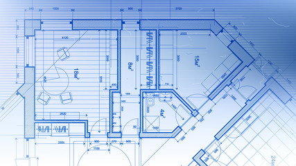 Architecture design: blueprint plan - vector illustration of a plan modern residential building / technology, industry, business concept illustration: real estate, building, construction, architecture