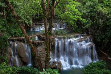 Fototapeta na wymiar Huai Mae Khamin Waterfall in Kanchanaburi, Thailand.