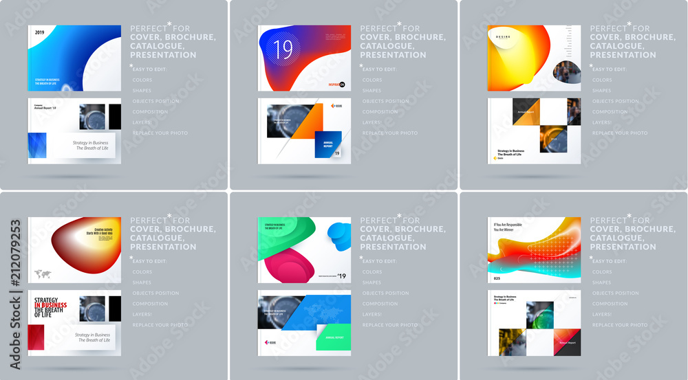 Poster liquid design presentation template with colourful fluid gradient shapes. abstract vector set of mod