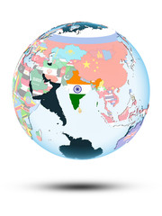 Obraz premium India on globe with flags
