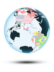 Guatemala on globe with flags