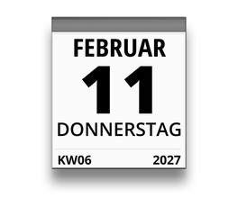 Kalender für Donnerstag, 11. FEBRUAR 2027 (Woche 06)