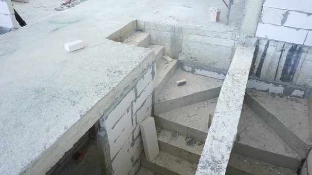 Unfinished room and stair at construction site